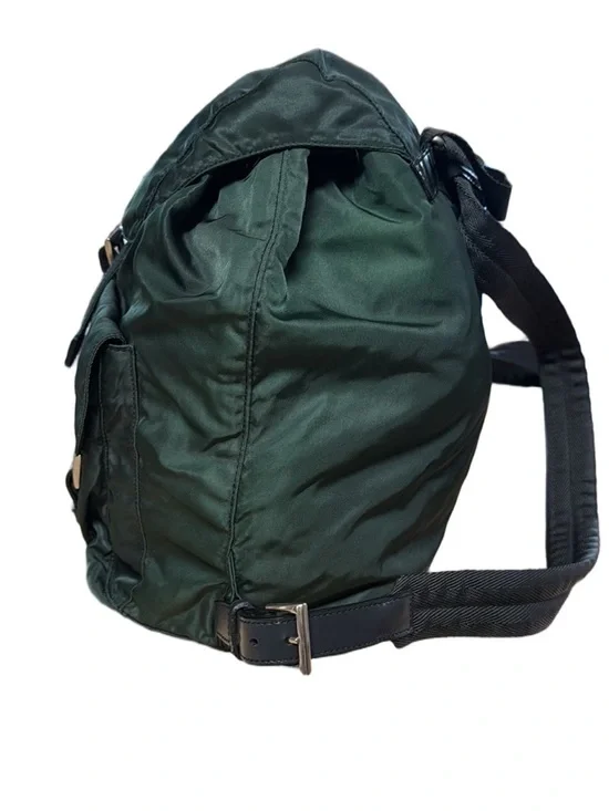 PRADA Vela Double Front Pockets Nylon Backpack Green COA & Dust Bag Medium - Picture 8 of 16